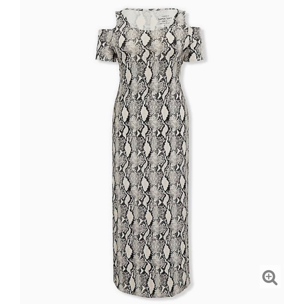 Torrid Super Soft Snake Print Cold Shoulder Dress